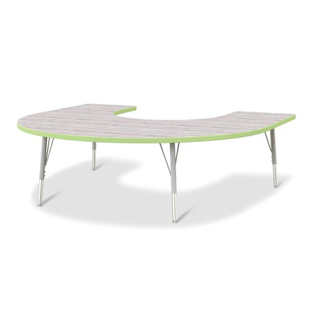 Jonti-Craft Berries Horseshoe Activity Table, 60 in. x 66 in., E-height, Driftwood Gray/Key Lime/Gray 6445JCE451